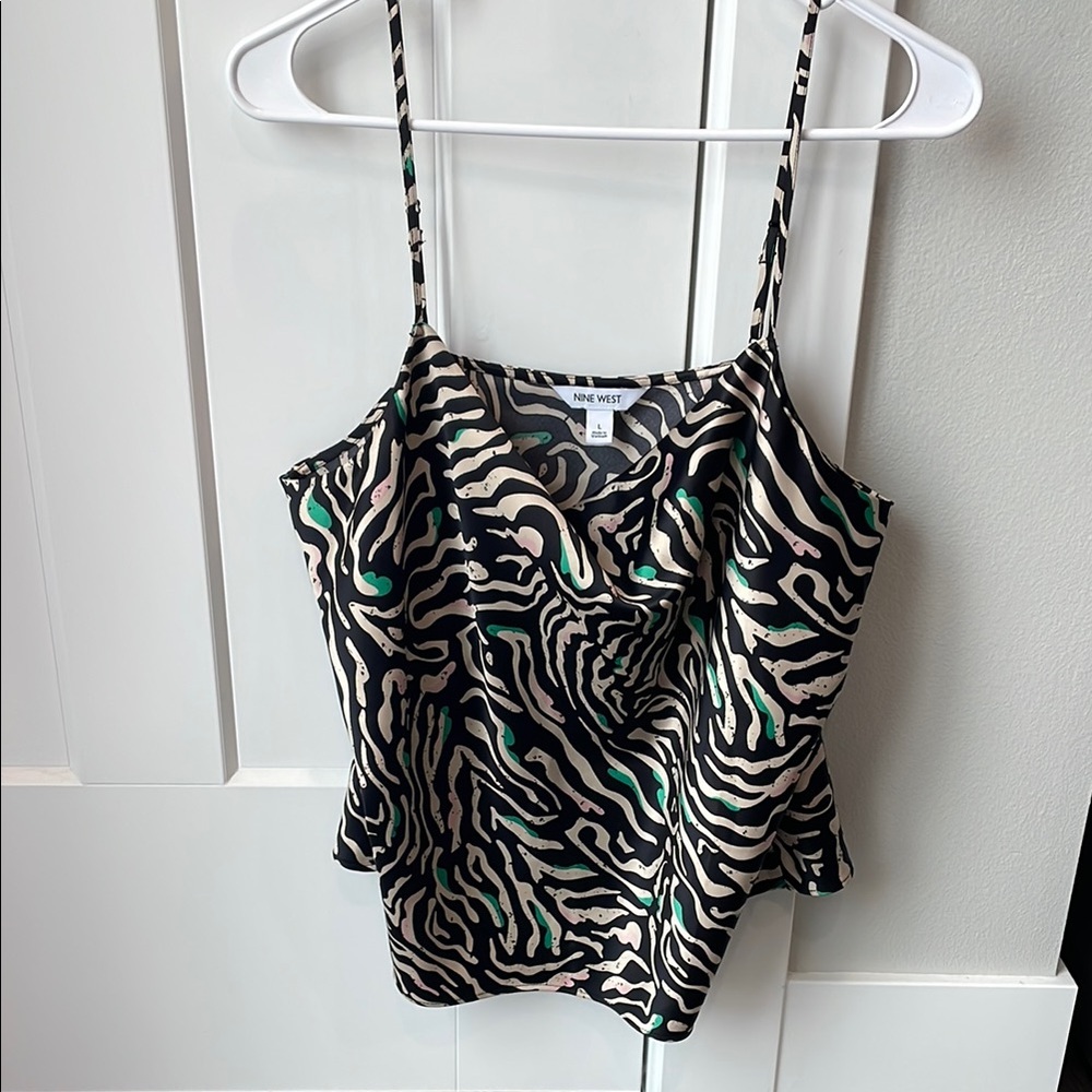 Nine West black silky cami tank top size large